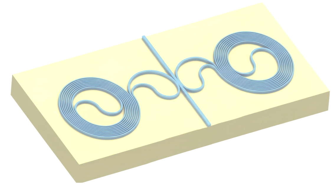 2D FDTD Simulation of an Asymmetric Compact Dual Spiral Resonator (Effective Index SOI)